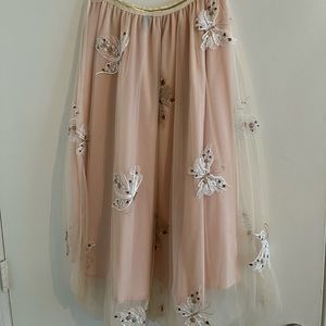 Tulle midi skirt with stitched butterflies